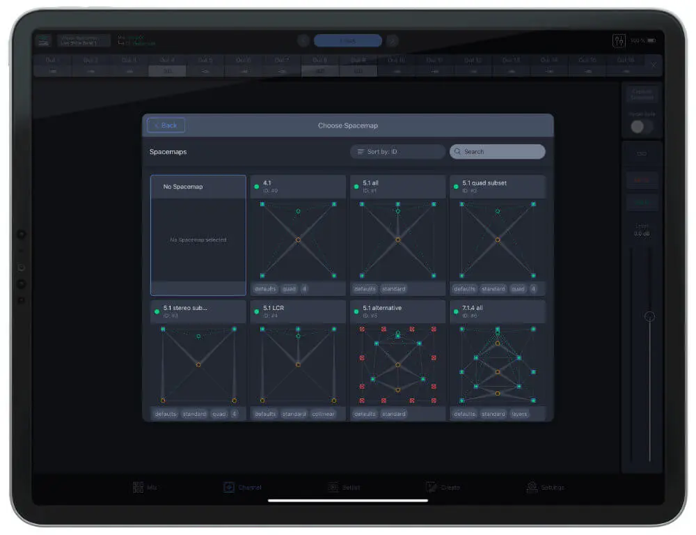 iPad with Spacemap Go app being configured