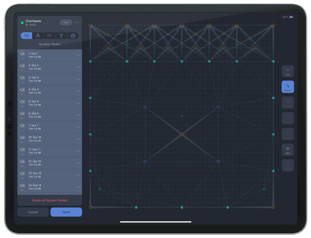 iPad displaying a multichannel set up