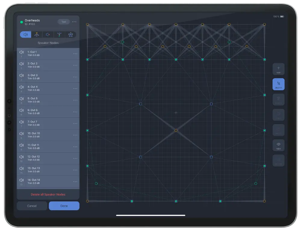 iPad displaying a multichannel set up