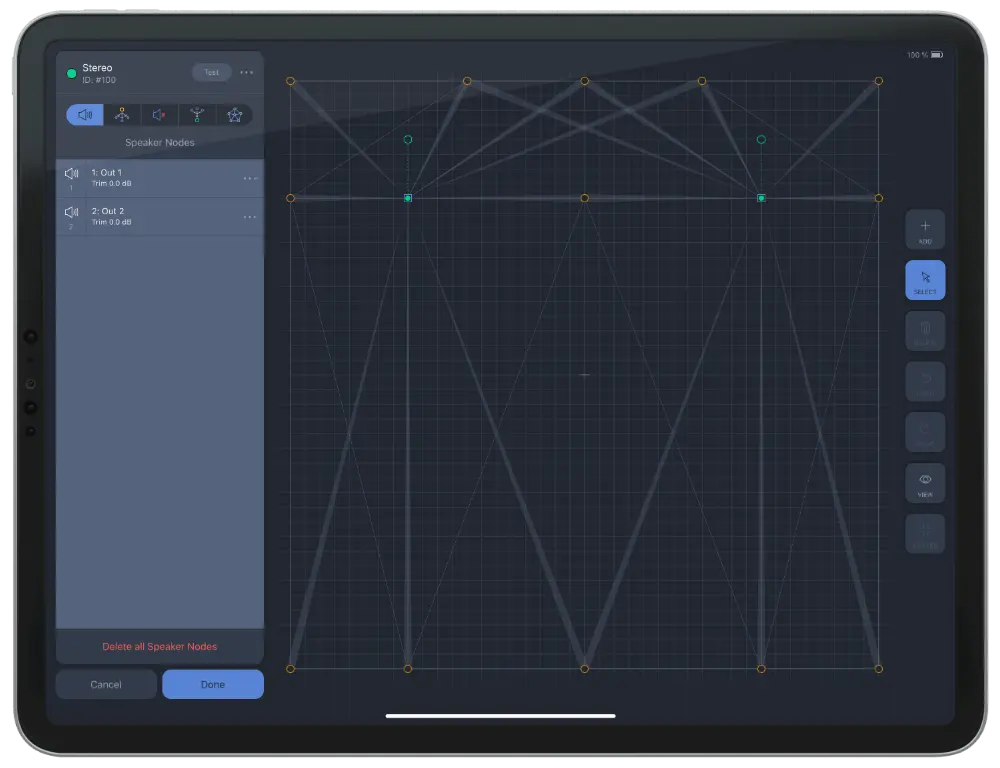 iPad displaying a stereo set up