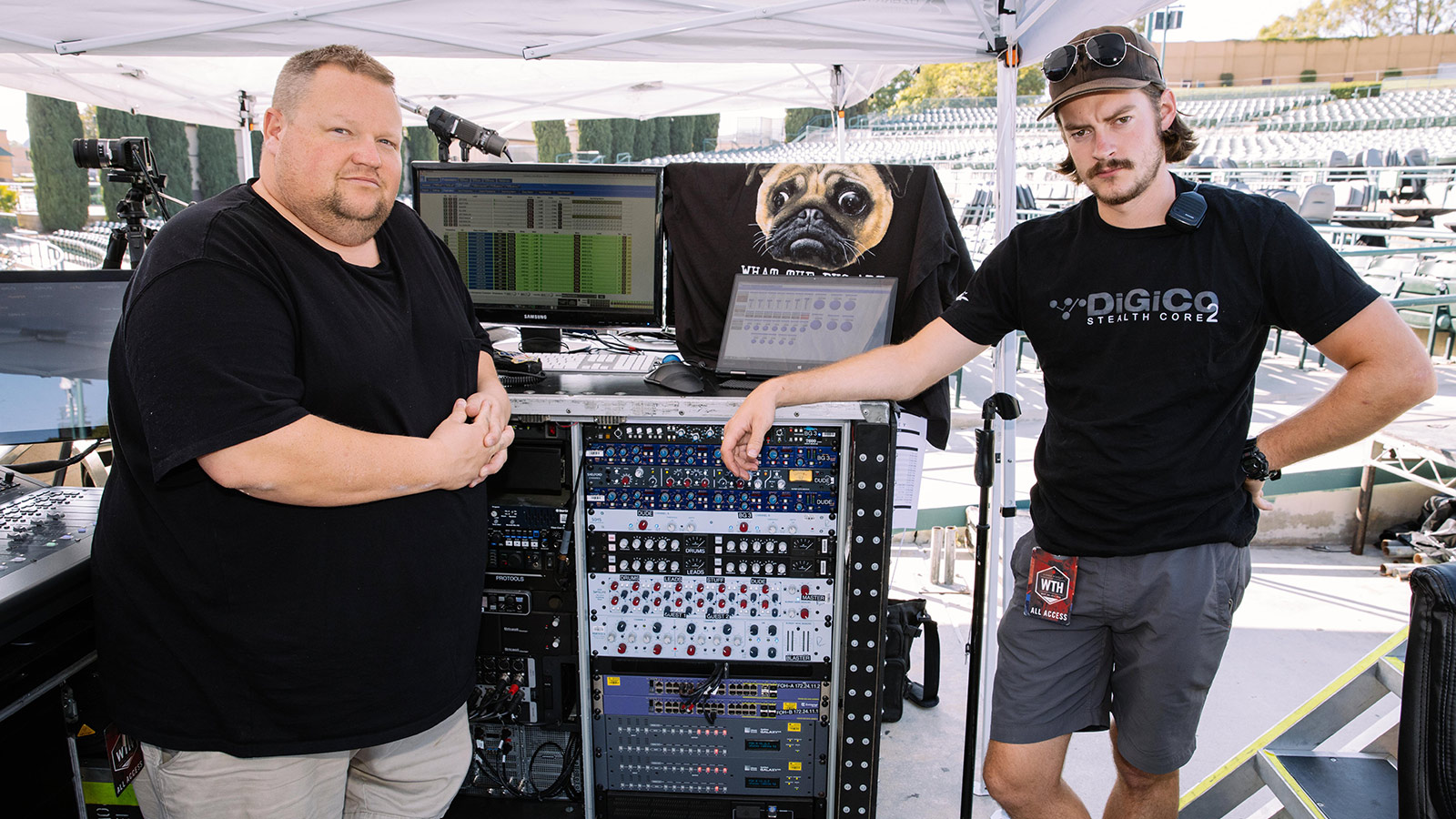 James “Pugsley” McDermott, Dierks Bentley FOH Engineer/VER System Engineer and Cody Seaver, Assistant SE and PA Tech