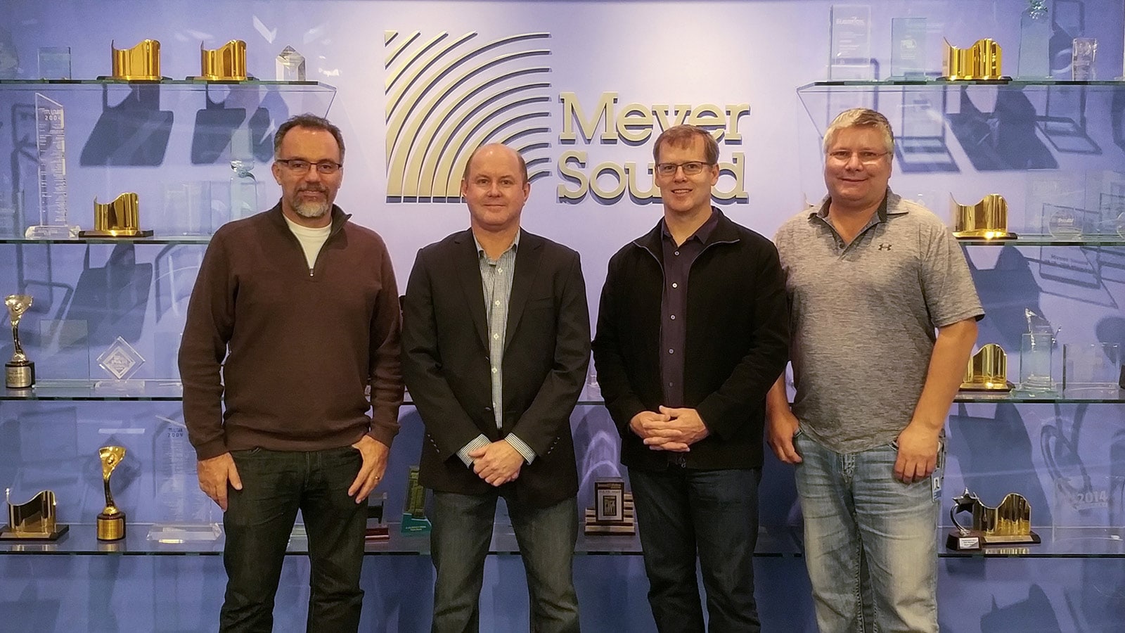 Left to right: Antonio Zacarias, Vice President of Global Customer Engagement; Don McConnell and Jeff Shoesmith of Audio Brands Australia; John McMahon, Vice President of Solutions and Strategy