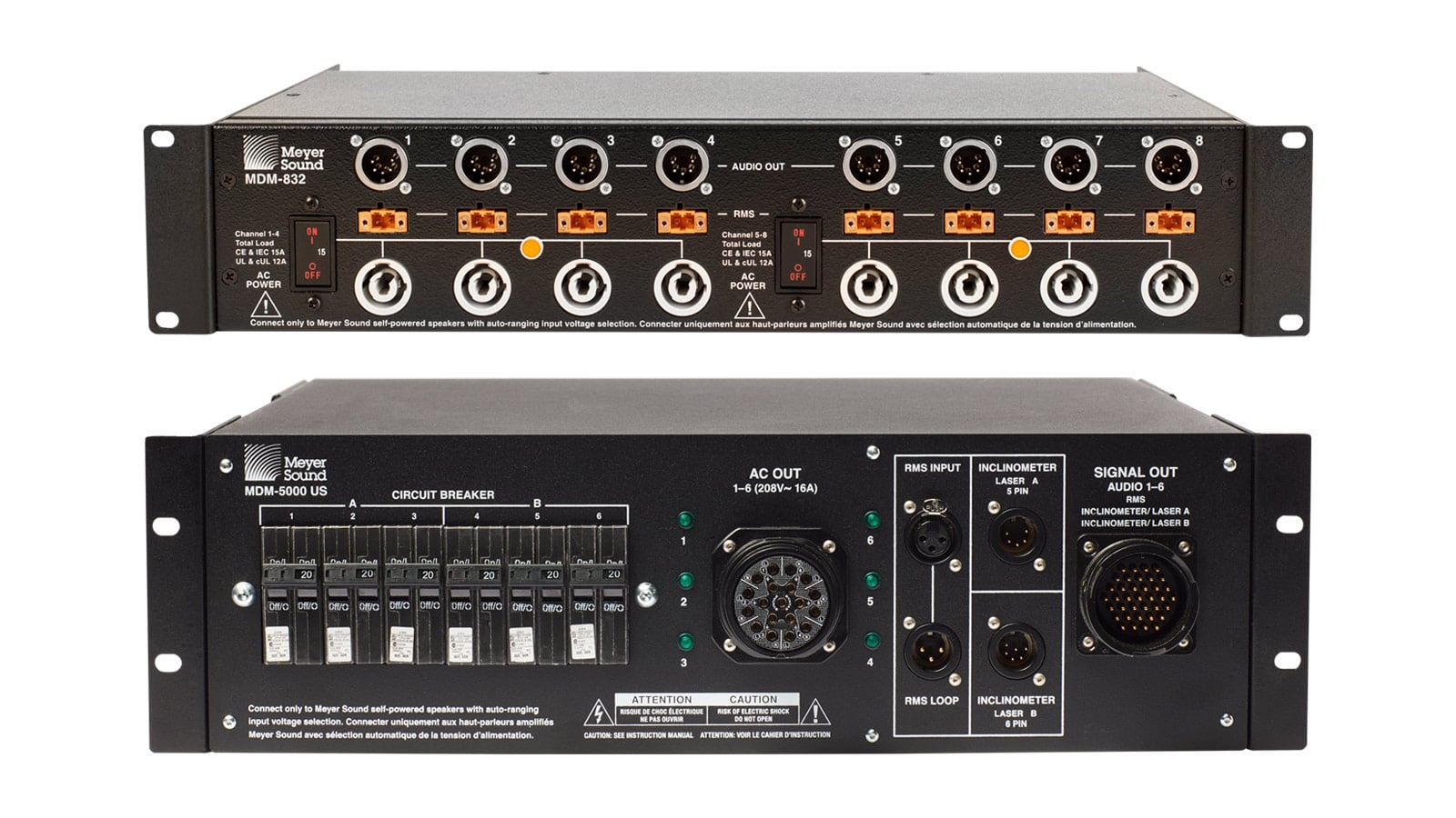 MDM-832 and MDM-5000 power and signal distribution units.