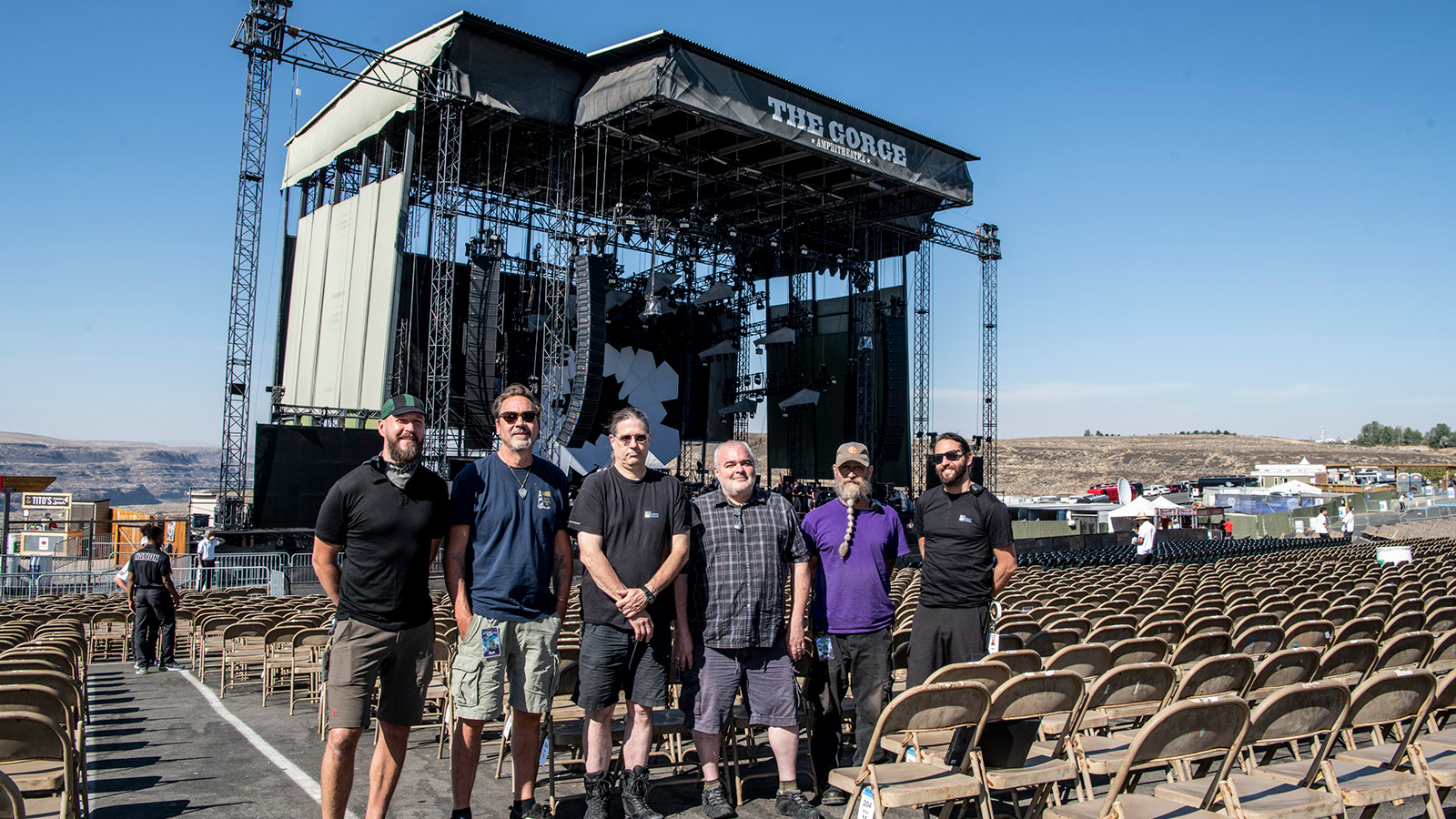 UltraSound (L-R): Michal Kacunel, Systems Engineer; Joe Lawlor, Recording Tech; Greg Botimer, Monitor Tech; Ian Kuhn, Monitor Engineer; Lonnie Quinn, Monitor System Engineer; Sam Brodsky, PA Tech