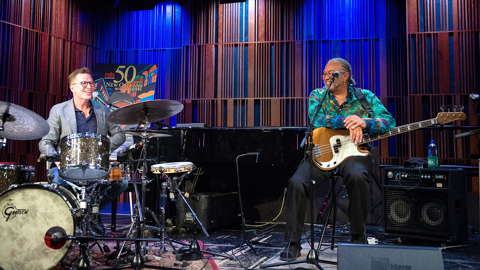 (L to R) Galactic drummer Stanton Moore and The Meters bassist George Porter, Jr.