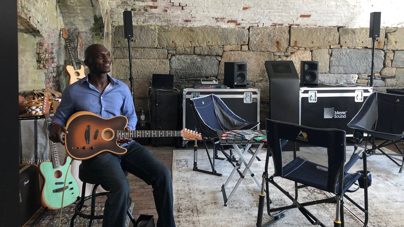 Cedric Burnside at the Relix Roadie Lounge at Newport Folk Festival