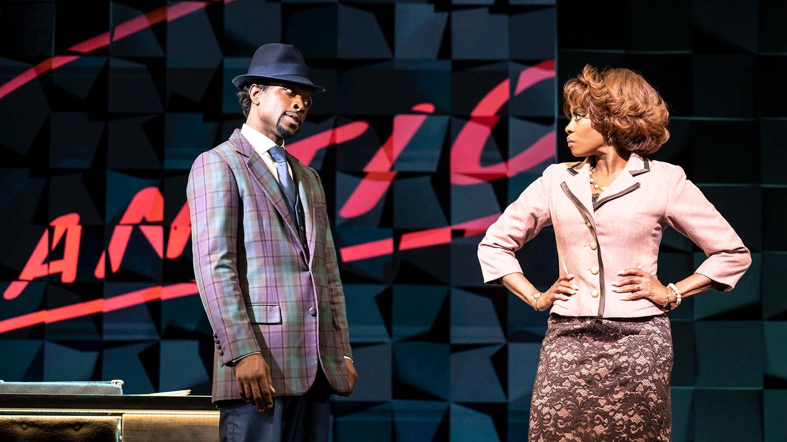 Adam J Bernard and Felicia Boswell in <em>The Drifters Girl</em>