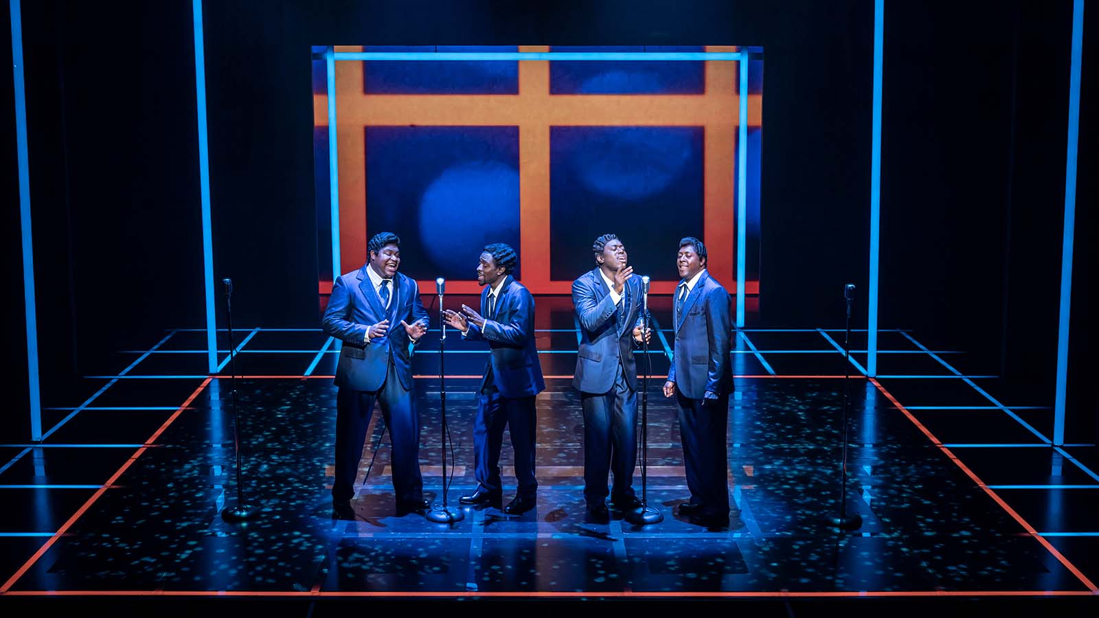 Adam J Bernard, Tarinn Callender, Matt Henry, Tosh Wanogho-Maud in <em>The Drifters Girl</em>