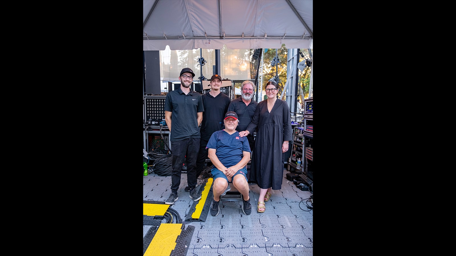 (L-R) Zac Watkins, Drew Johnson, Brad Madix, Sienna Peck, Greg Price (seated)