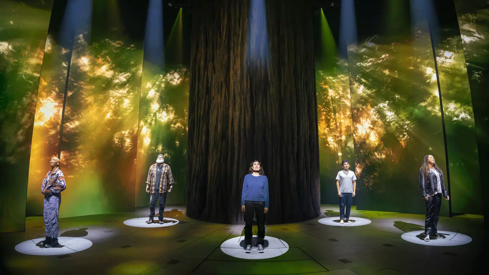 Khaila Wilcoxon, Michael Park, Idina Menzel, Zachary Noah Piser and
De'Adre Aziza in Redwood